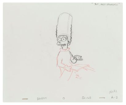 Studio Matt Groening But, Ned Flanders. 
Marge. Les Simpson.
Mine de plomb et crayon...