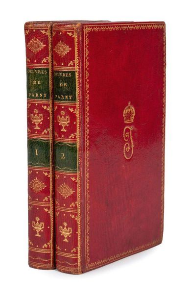 PARNY Évariste 
Œuvres diverses. Paris Debray, 1802. 2 volumes in-12, maroquin rouge,...