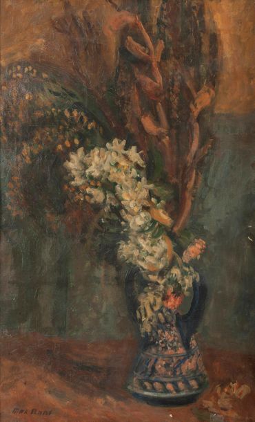 Max BAND (1900-1974) Bouquet de fleurs dans un vase.
Huile sur toile.
Signée en bas...
