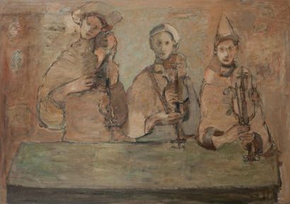 Guy CASAMA (1922-1972) Le Concert.
Huile sur toile. 
Signée en bas à droite.
114...
