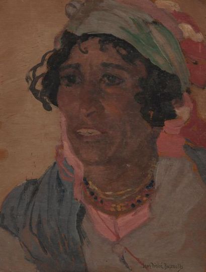 Jean-Désiré BASCOULES (1886-1976) Portrait de femme. 
Huile sur panneau. 
Signé en...