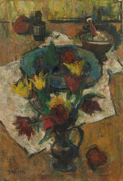 Richard BELLIAS (1921-1974) Nature morte au bouquet de fleurs.
Huile sur toile.
Signée...