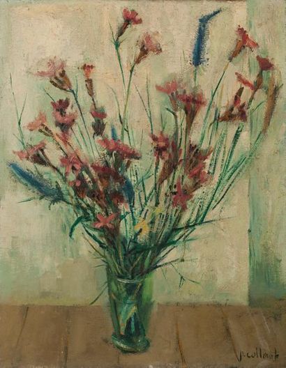 PAUL COLLOMB (1921-2010) Bouquet de fleurs.
Huile sur toile.
Signée en bas à droite.
58,5...