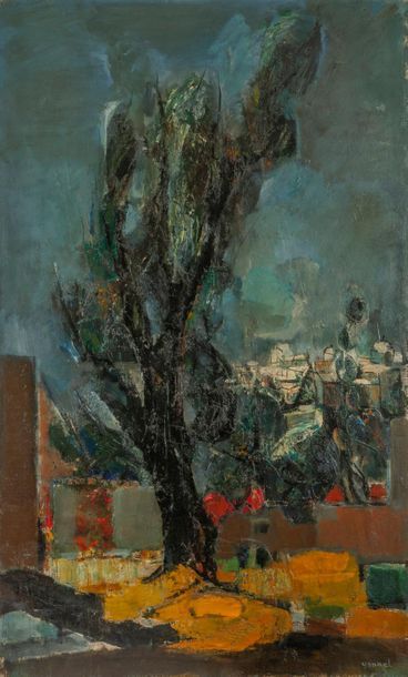 Jacques YANKEL (1920-2020) L'Eucalyptus, circa 1950.
Huile sur toile.
Signée en bas...