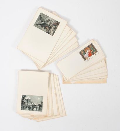 D'après Georges BARBIER (1882-1932) & MAQUET, Paris Lot de 30 cartes de voeux vierges...