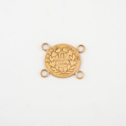 France Pièce de 10 francs or, Napoléon III, 1865 Paris, remontée en pendentif par...