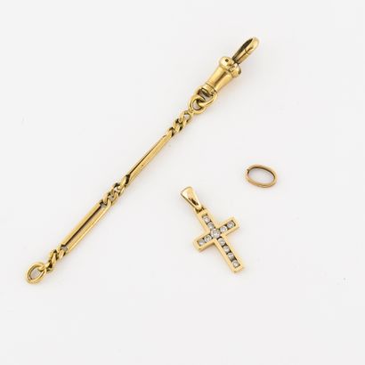 Pendant cross in yellow gold (750) set with...