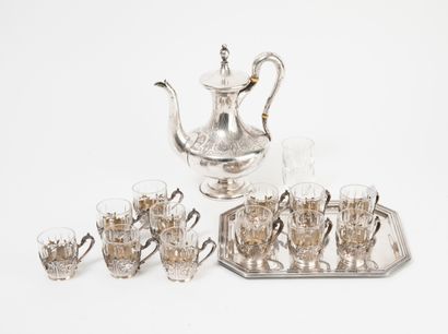 AUTRICHE Small baluster teapot from head to head in silver (min. 800) on a pedestal,...