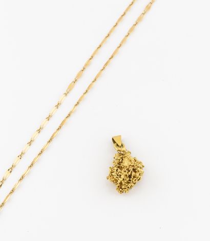 Neck chain in yellow gold (750) with fancy...