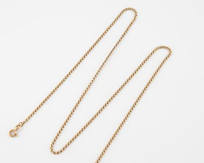 Neck chain in yellow gold (750) with bean...