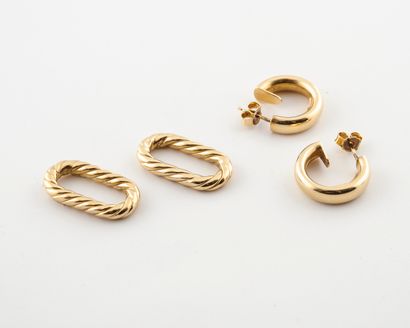 Pair of hollow yellow gold (750) creoles...