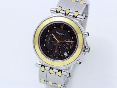 PEQUIGNET ''MOOREA'' 
Montre chronographe en acier, cadran noir 3 compteurs avec...