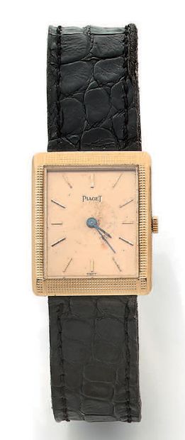 PIAGET & Jean ÉTÉ 
Men's wristwatch.
Rectangular case in yellow gold (750) with bezel...