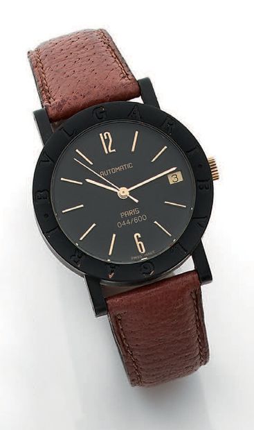 BVLGARI Carbon'' Paris 044/600
Men's wristwatch in carbon fibre, black dial with...