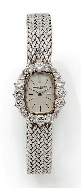 VACHERON & CONSTANTIN Elegant ladies' wristwatch in white gold (750). 
 Rectangular...