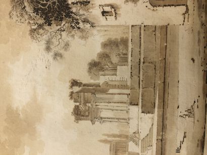 Attribué à Jean-Jacques de BOISSIEU (Lyon 1736-1810) Landscapes with Roman ruins...