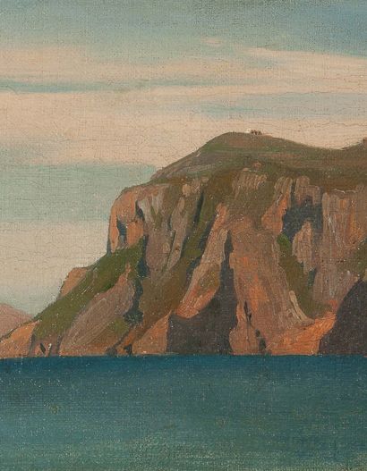 Félix-Joseph BARRIAS (1822-1907) Vue présumée de la côte à Capri.
Huile sur toile.
Signée...