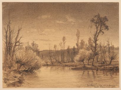 ANTON MELBYE (1818-1875) La Seine à Vix, Bourgogne, 5 novembre 1857.
Crayon noir...