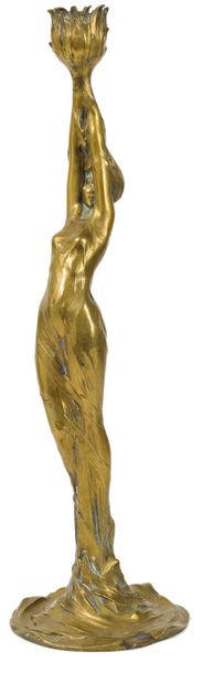 Firmin BATE (XIX - XXème siècle) Sculpture formant pied de lampe, représentant une...