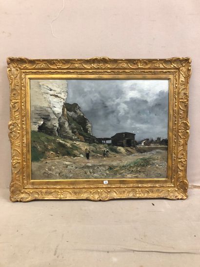 Antoine GUILLEMET (1843-1918) Les falaises du Pollet
Huile sur toile.
Signée en bas...