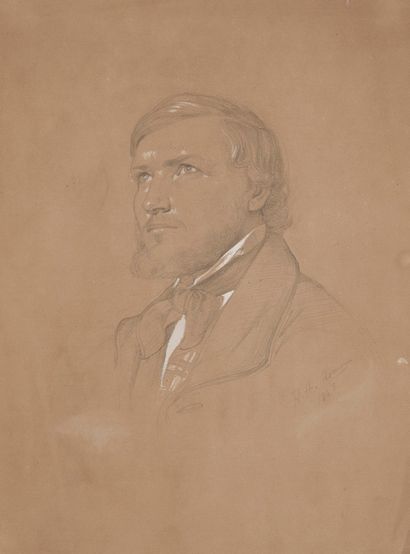 Anton HAHNISCH (1817-1897) 1-Study for a portrait of a man.
Black pencil on tracing...