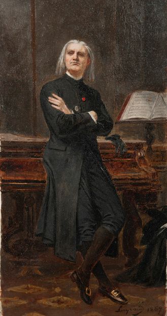 Joseph Fortuné LAYRAUD (1834-1912) Portrait de Franz Liszt, 1867.
Huile sur toile.
Signée...