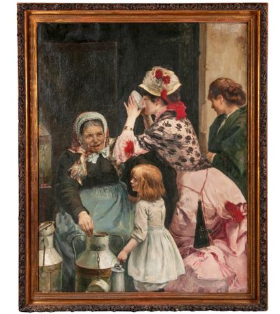 PAUL RENOUARD (1845-1924) La laitière, circa 1880.
Oil on canvas.
Unsigned.
173 x...