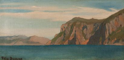Félix-Joseph BARRIAS (1822-1907) Vue présumée de la côte à Capri.
Huile sur toile.
Signée...