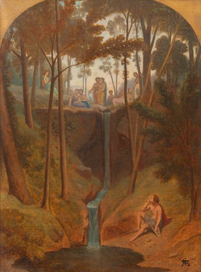 Théodore CARUELLE D'ALIGNY (1798-1871) Les Muses ou la Fontaine de l'Hélicon.
Huile...