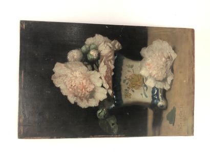 Charles Zacharie LANDELLE (1821-1908) Still life with peonies, 1888.
Oil on panel.
Signed,...