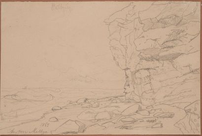 ANTON MELBYE (1818-1875) The cliffs of Bulbjerg, Denmark, 1867.
Black pencil on paper.
Dated...