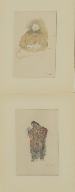 Georges-Victor HUGO (1868-1925) Lot of 12 drawings of portraits, landscapes, in graphite...