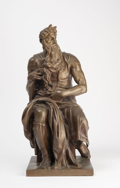 D'après Michel-Ange (1475-1564) & F. BARBEDIENNE, Fondeur Moïse.

Epreuve en bronze...