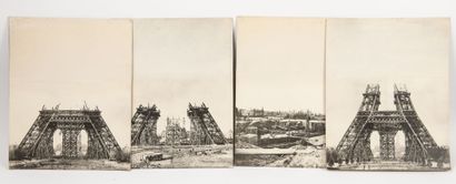 null Lot of a dozen photographs and prints of the construction stages of the Eiffel...