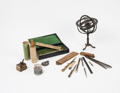 Instruments scientifiques des XIXème et XXème siècles - compas de proportion et équerre...