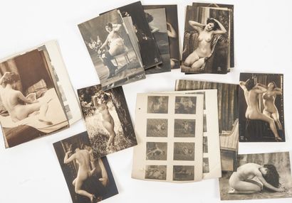 Lot of 27 photographs of nudes. 
Gelatino-bromide...