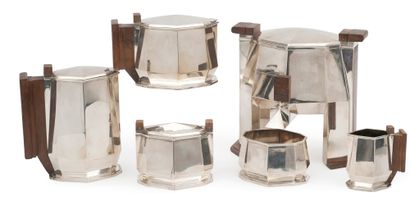 JEAN EMILE PUIFORCAT (1897-1945) 
Tea and coffee set (6 pieces). 
 Anglet model,...