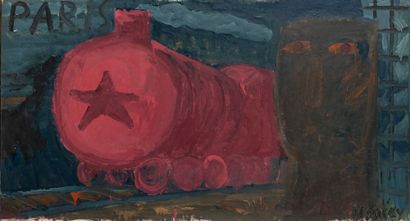 Mikhail ROGINSKY (1931-2004) 
Locomotive, Paris, 1984.
Huile sur toile.
Signée en...
