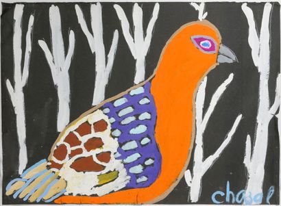 Malcolm de CHAZAL (1902-1981) 
L'oiseau, circa 1965.
Gouache sur papier.
Signé en...