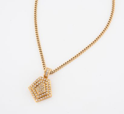 Yellow gold (750) flat gourmette chain holding...