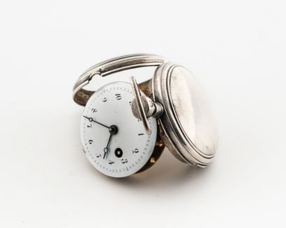 BELLARD & MESTRAL, à Marseille Pocket watch in silver (min. 800) underlined by nets....