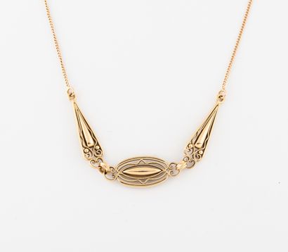 Yellow gold (750) necklace with fine curb...