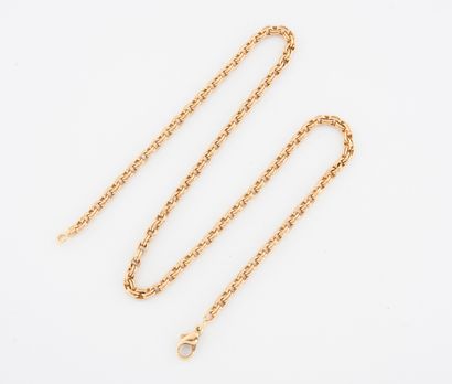 null Yellow gold (750) necklace with double chain link. 

Clasp snap hook.

Weight...