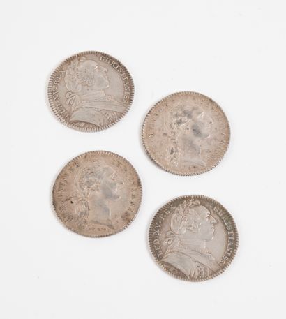 France Four circular silver tokens (min. 800) Louis XVI Etat de Bretagne, 2 dated...