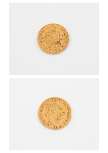 AUTRICHE Pièce de 20 francs / 8 florins, François Joseph Ier, 1884. 

Poids : 6.4...