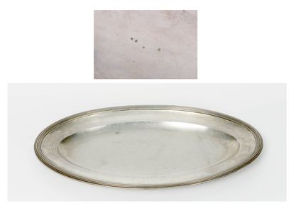Large oval silver dish (950), slightly hollow,...