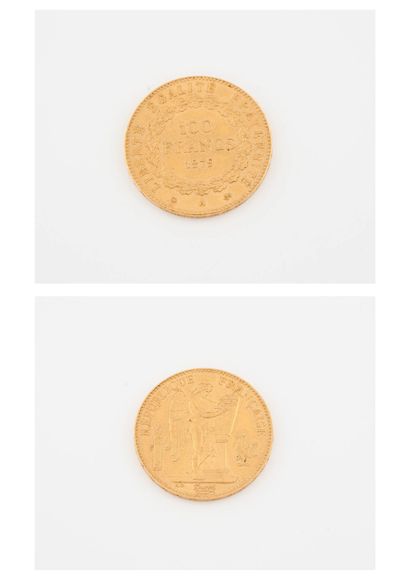 France Pièce de 100 francs or, IIIème république, au Génie, 1879 Paris. 

Poids :...