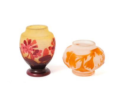 ÉTABLISSEMENTS GALLÉ Two small vases

Proofs in doubled or multi-layered glass, with...