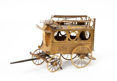 Angleterre, XIXème siècle 
Modèle réduit d'omnibus en laiton et acier, gravé sur...