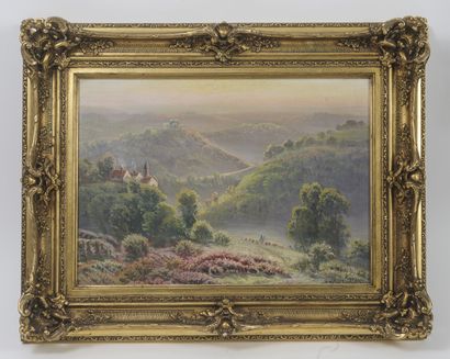 Gaston ANGLADE (1854-1919) Landscape of La Roche Canillac, Corrèze.

Oil on canvas.

Signed...